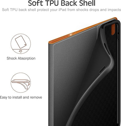 KingBlanc Case for iPad (A16) 11th Generation 11 Inch 2025, iPad 10th Gen 10.9 Inch 2022 with Pencil Holder, PU Leather Protective Cover, Auto Sleep/Wake, Viewing/Typing Angle, Magnetic Clasp, Brown