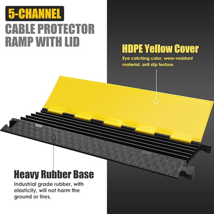 OranLite Rubber Cable Protector Ramp, Heavy Floor Cable Wire Cord Cover Speed
