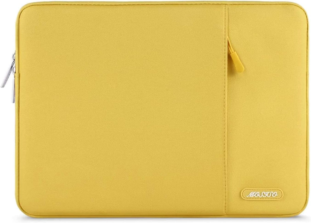 MOSISO Laptop Case 13.3 inch, 13-13.3 inch Laptop Sleeve Compatible with MacBook Air/Pro 13/Pro 14 M5 M4 M3 M2 M1, HP Dell ASUS Lenovo,Polyester Vertical Computer Sleeve Bag with Pocket, Yellow