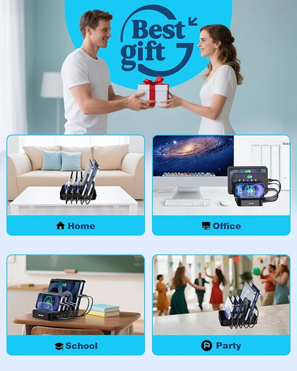 MSTJRY Charging Station for Multiple Devices : 5 Port Multi USB-A Charger
