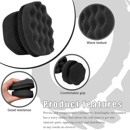 2 PCS Tire Dressing Applicator Pads, Reusable Hex Grip Tire Shine Applicator Polishing Sponge Pads, Wheel Tire Shine Detailing Foam for Most Vehicles, Car Accessories (Black, 3.15")