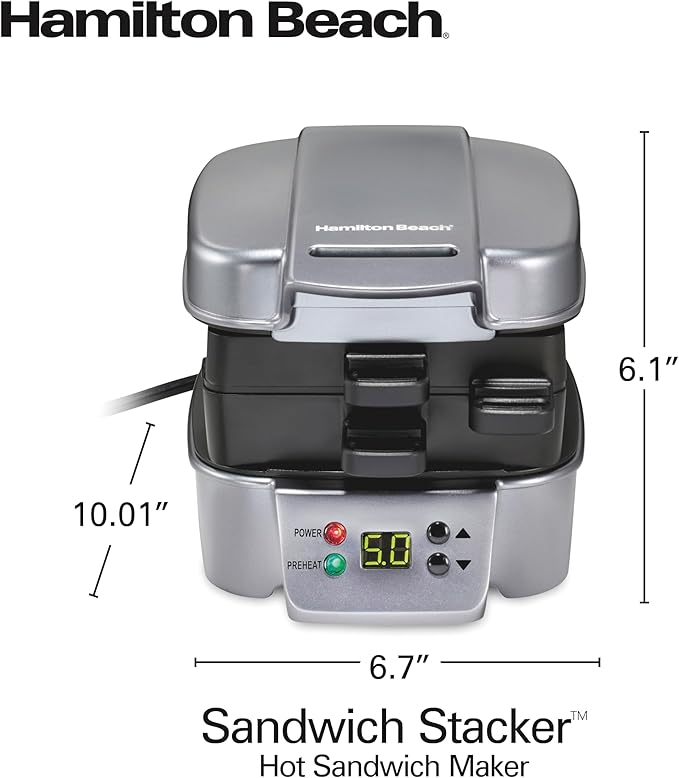 Hamilton Beach Sandwich Stacker Customizable Hot Sandwich Maker, 24 Sq. In.