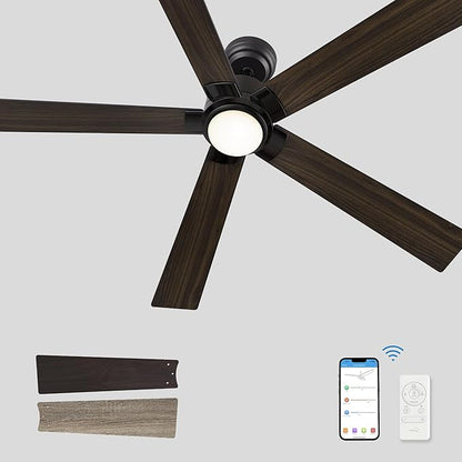 SMAAIR Smart Ceiling Fans with Lights and Remote, 60 Inch Low Profile Ceiling