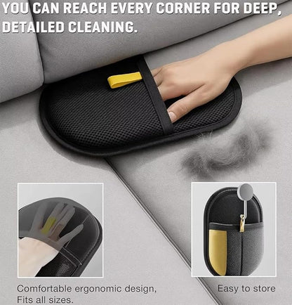 JOORY Upgraded Pet Hair Removal Glove with Static Technology, 8.5-Inch Wide Coverage, Dual Directional Brushes, Washable Black Grooming Mitt for Dogs and Cats.