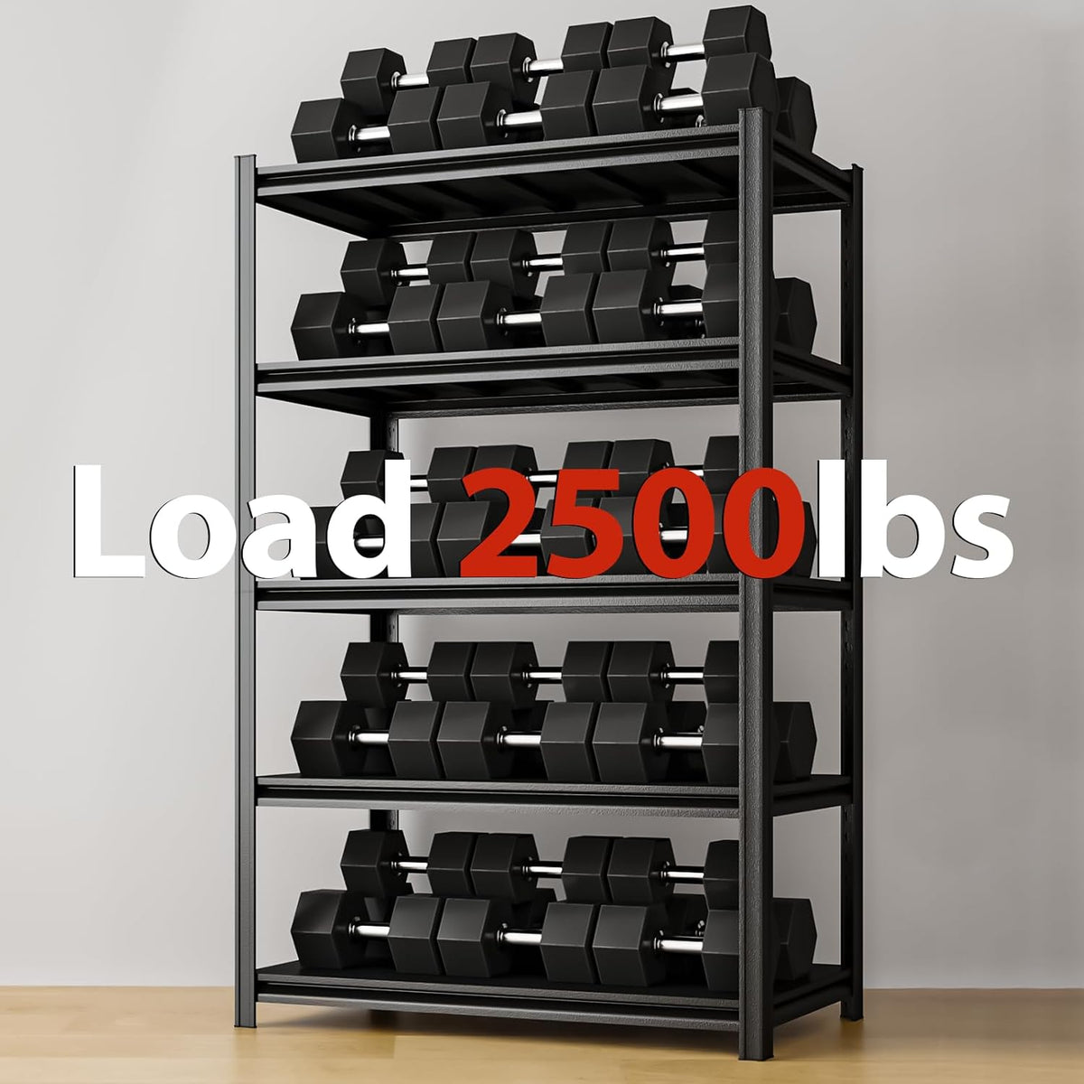 35" W Father&I Industrial Heavy-Dudy Garage Shelving Units/Systems: Metal 5-T Storage Shelves Adjustable for Basement/Closet/Tote/Kitchen/Pantry Organization, 72" H*35" W *15.7" D, Black