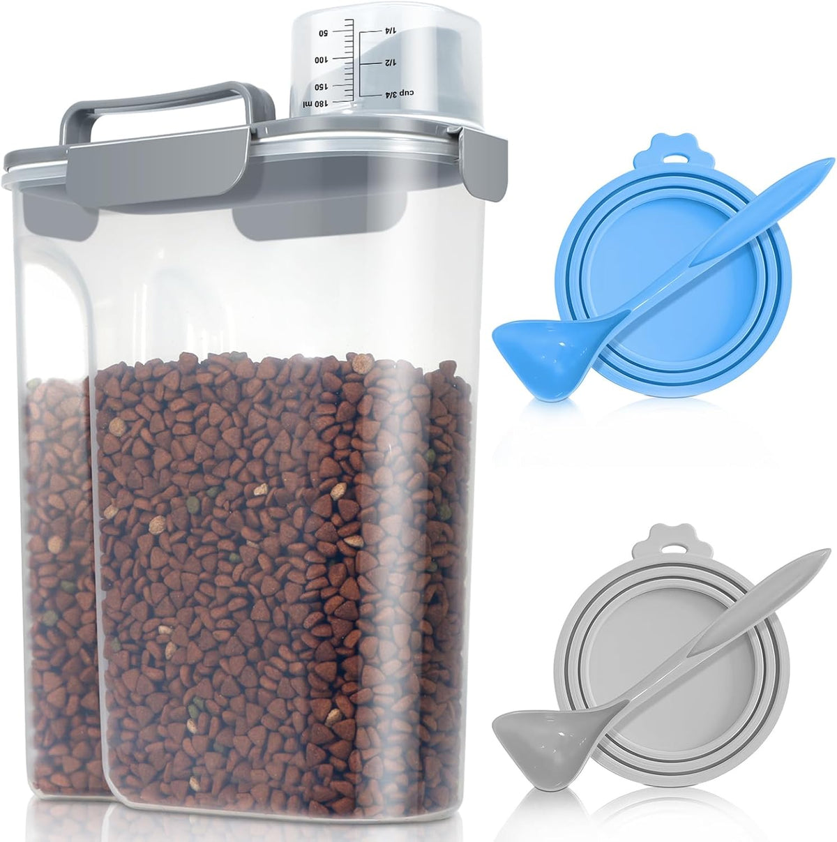 TBMax Pet Dog Cat Food Storage Container 5 to 7 lbs with Can Cover and Mixing Spoon, Airtight Pet Food Storage Dispenser with Large Spout & Measuring Cup for Kibble Dog Treat Bird Seed Container