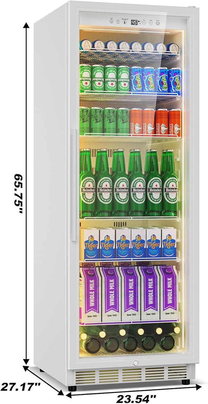 Commercial Display Beverage Fridge: 13.8 Cu Ft Upright Cooler