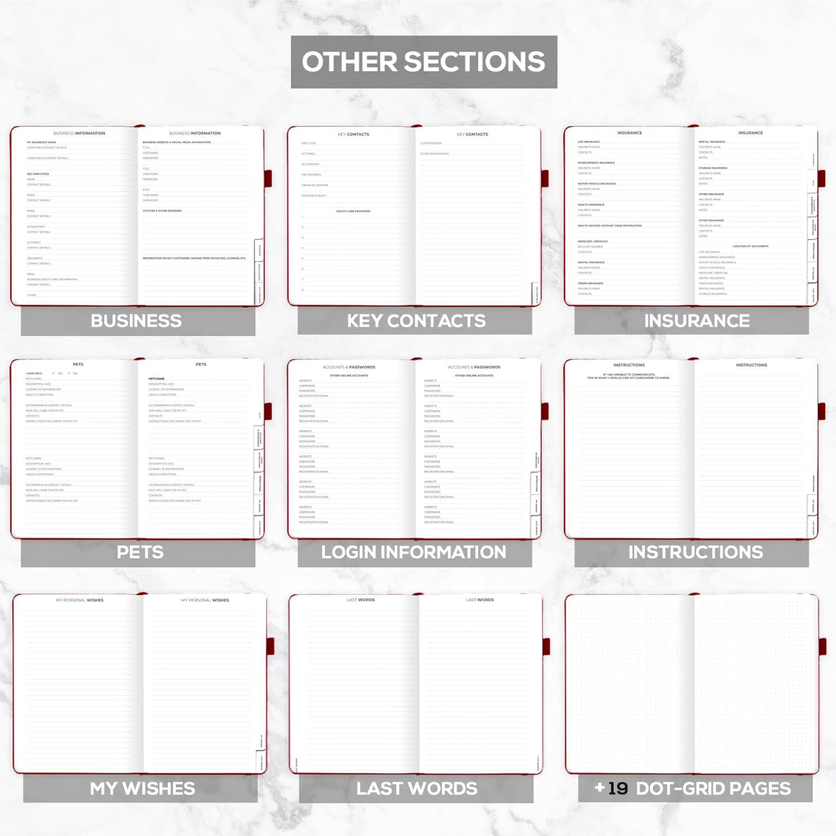 Clever Fox Large End of Life Planner – Guided Final Arrangements Organizer Notebook for Instructions, Beneficiary Info, Will Preparation, Last Wishes & Funeral Planning – 8.5" x 11" (Burgundy)