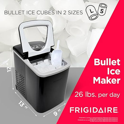 Frigidaire Countertop Portable, 26 lb per Day Bullet Ice Maker Machine