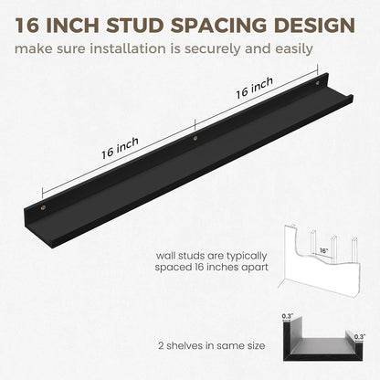 Axeman Floating Shelves for Wall - Picture Ledge Shelf Set of 2-36 Inch Black Floating Shelves with Lip - Picture Shelf for Wall with Ledge - Photo Ledge Shelves for Pictures Nursery Books