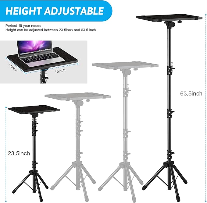 DECOSIS Projector Stand Tripod Adjustable, Laptop Height from 23.5 to 63.5