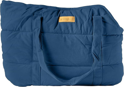 NoblePup Plush Dog Purse Carrier for Small Dogs, Soft Dog Tote Bag with Safety Harness Clip, Cozy Pet Carrier for Dogs Under 15 lbs, Comfortable Dog Shoulder Carrier for Travel, Dark Blue