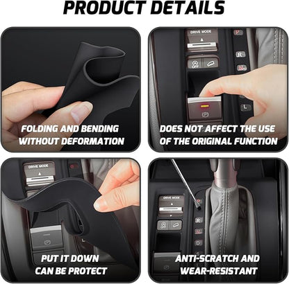 Silicone Gear Shift Panel Trim Cover for 2025 2026 Honda CRV Accessories Anti-Scratch Center Console Water Cup Holder Wireless Charging Protector Pad with CR-V 2023 2024(Not for Hybrid)-Black