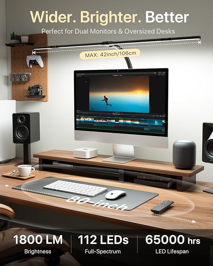ONEMIX 42" LED Desk Lamp with Clamp, Architect Desk Light with Remote,