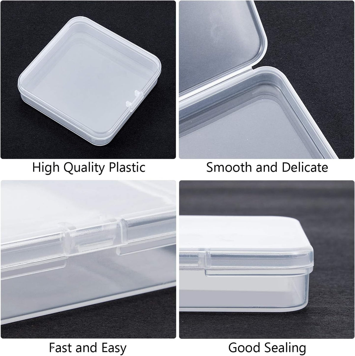 SATINIOR 24 Packs Small Clear Plastic Beads Storage Containers Box with Hinged Lid for Storage of Small Items, Crafts, Jewelry, Hardware (2.76 x 2.76 x 0.67 Inches)