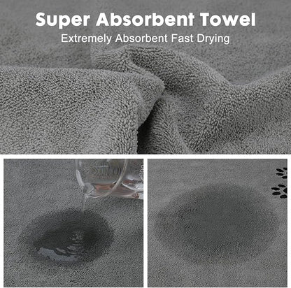 Wipela 3Pieces Microfiber Pet Bath Towel Dog Towel.Dog Towel Soft Absorbent Drying for Small Medium Large Dogs and Cats with Great for Bathing and Grooming (35 x 20 Inch 3 Colors)