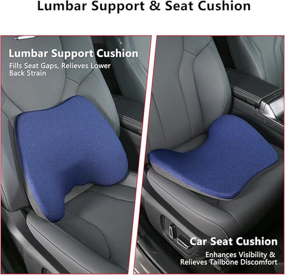 Car Seat Cushion for Driving, Ergonomic Memory Foam Car Seat Pad for Sciatica Pain Relief, Car Seat Cushion Pad for Driving Seat Office Chair, Blue