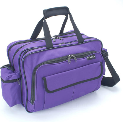 ASA TECHMED Nursing Bag with Compartments – Durable Medical Equipment Shoulder Bag for Nurses, Physicians, EMTs, Multi-Pocket, Nylon Reinforced, Adjustable Straps (Purple)