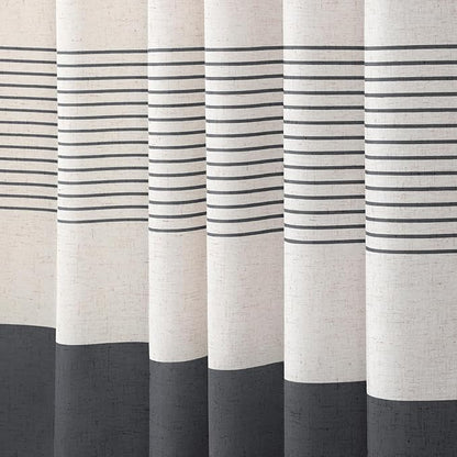 XOGUIBO Dark Grey Shower Shower Curtain Boho Linen Striped Shower Curtains for Bathroom with Tassel 72 X 72