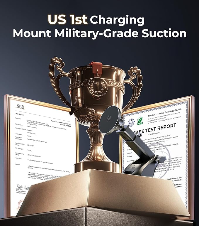 New 2025 Vacuum Magnetic Phone Suction Holder, 15W Wireless Charger for MagSafe Car Mount & Dashboard Windshield Vent Holder, All-Weather Suction for Uber, iPhone 16/15/14 Pro Max Plus