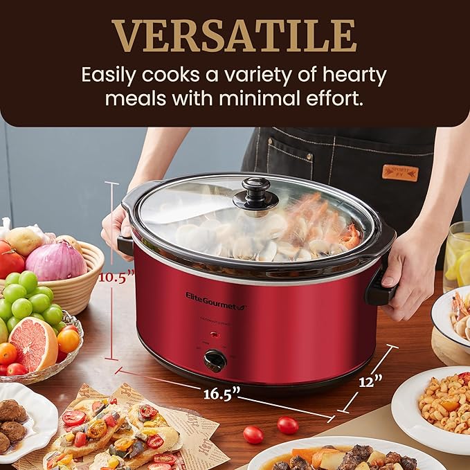 Elite Gourmet MST-900RXT# Electric Ceramic XL Jumbo Slow Cooker, Adjustable Temp