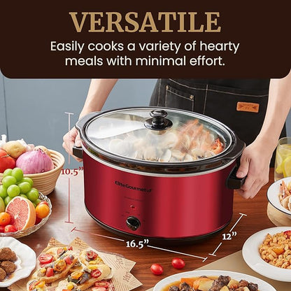 Elite Gourmet MST-900RXT# Electric Ceramic XL Jumbo Slow Cooker, Adjustable Temp