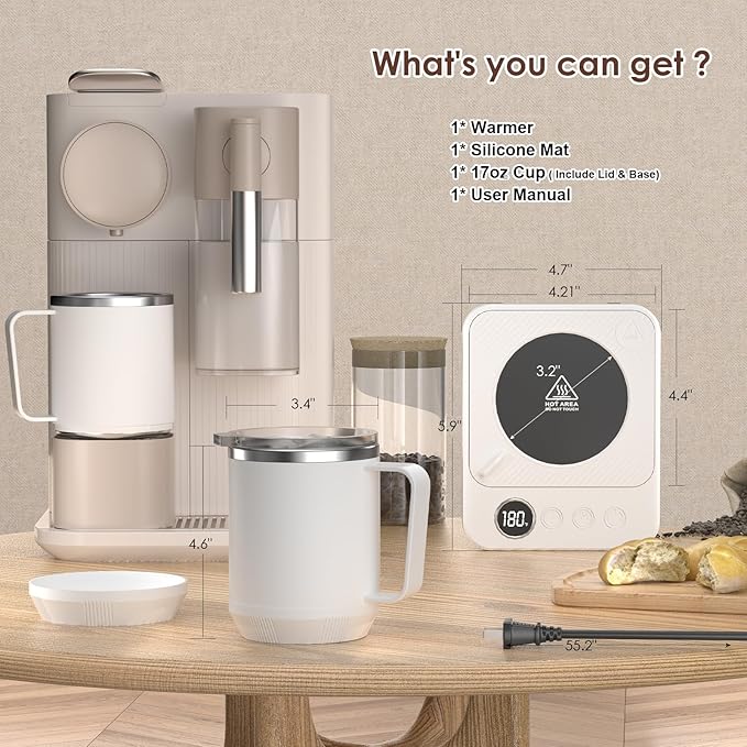 Coffee Mug Warmer & Mug Set for Desk, Smart Coffee Cup Warmer