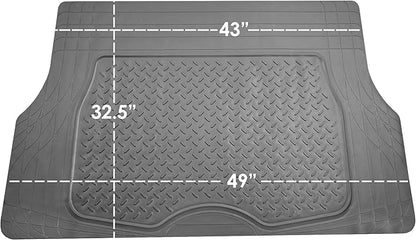 FH Group 3 Row Climaproof™ Trimmable Non-Slip Vinyl Floor Mats with Cargo Liner- Universal Fit for Cars Trucks and SUVs (Gray) F11306 + F16401