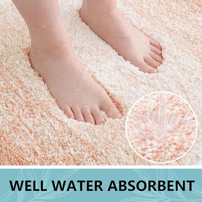 Arotive Microfiber Bathroom Rugs, Shaggy Soft and Absorbent Bath Rug, Non-Slip, Thick Plush Machine Washable Dry Bath Mats for Bathroom, Tub and Shower, 54x24, Peach, Rectangular