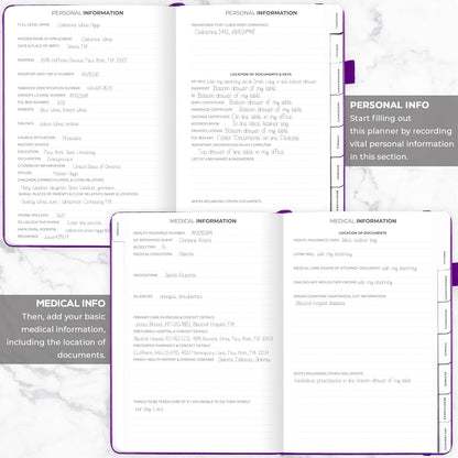 Clever Fox Large End of Life Planner – Guided Final Arrangements Organizer Notebook for Instructions, Beneficiary Info, Will Preparation, Last Wishes & Funeral Planning – 8.5" x 11" (Purple)