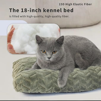Cat Bed for Indoor Cats Washable Pillow Bed for Cages 18 inch Small Dog Bed Anti-Slip Waterproof Warming Cozy Soft Pet Puppy Olive Green