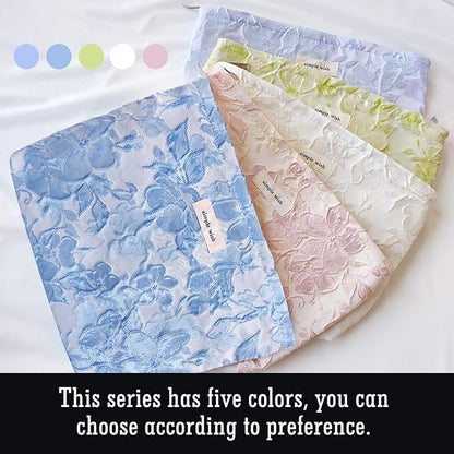 STARDW Aesthetic Floral Makeup Bag Cute Small Cosmetic Bags for Women Girls, Travel Toiletry Bag Large Capacity Zipper Makeup Pouch, Purse Organizer Pouches (Embossed white)