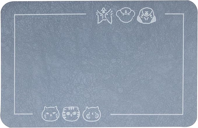 YCT Cat Pet Food Mat, Non-Slip Bottom Absorbent Quick Dry Feeding Mat for Dogs & Cats, Pet Supplies, 16.9"x24" Navy Blue