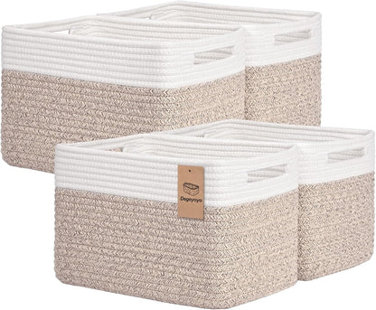 Storage Baskets for Organizing, 4 Pack Storage Baskets for Shelves, Woven Basket for Shelves, Closet Organization, Rectangle Organizer Basket Gifts Empty, 13"Lx8.7"Wx7.9"H Decorative Bins with Handles