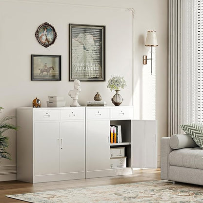 Metal Storage Cabinet with 2 Drawers 36" H