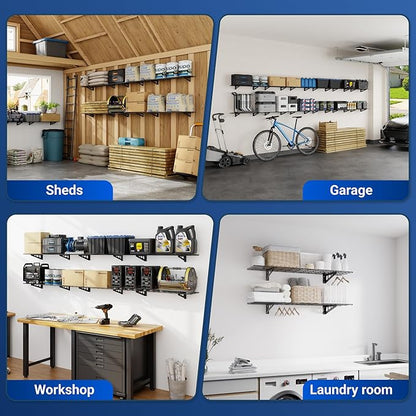 FLEXIMOUNTS 2-Pack 1x4ft 12-inch-by-48-inch Wall Shelf Garage Storage Rack Wall