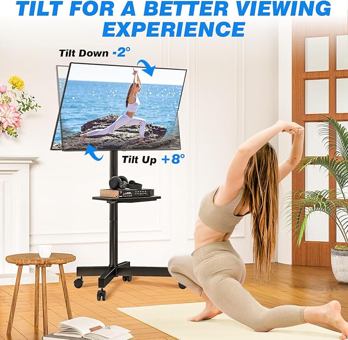 Rfiver Mobile TV Stand for 23-60 Inch LCD LED Flat/Curved Panel Screen TVs up