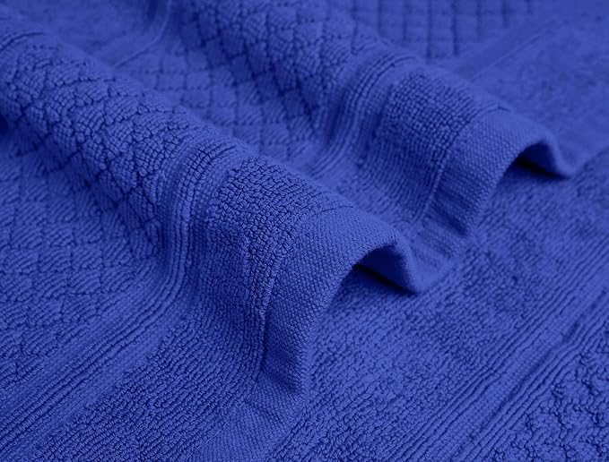 Avalon Towels Blue Bath Mat - 100% Cotton Set of 2 Absorbent Bathmat - Bathroom Mats Quick Dry Bath Mats for Bathrooms (22x34 Inches)