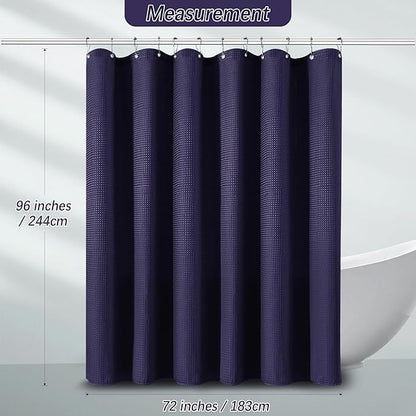 PANGSINNE Extra Long Purple Bathroom Decor Waffle Shower Curtain 96 Inches 256GSM Heavy Duty Shower Curtain Set, Hotel Quality Water Repellent Modern Shower Curtains with 12 Hooks,72Wx96H