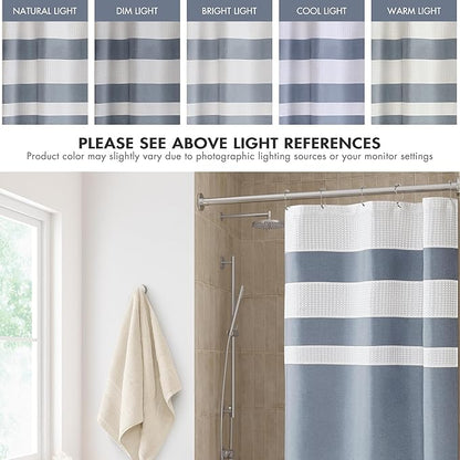Madison Park Shower Curtain Spa Waffle Weave Stall Shower Curtain for Bathroom 3M Scotchgard Moisture Management, Spa Quality Modern Shower Curtains for Bathroom, Stall: 36x72'' Indigo Blue