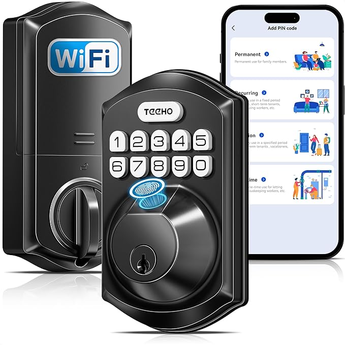TEEHO TE012W WiFi Smart Lock, Fingerprint Door Lock