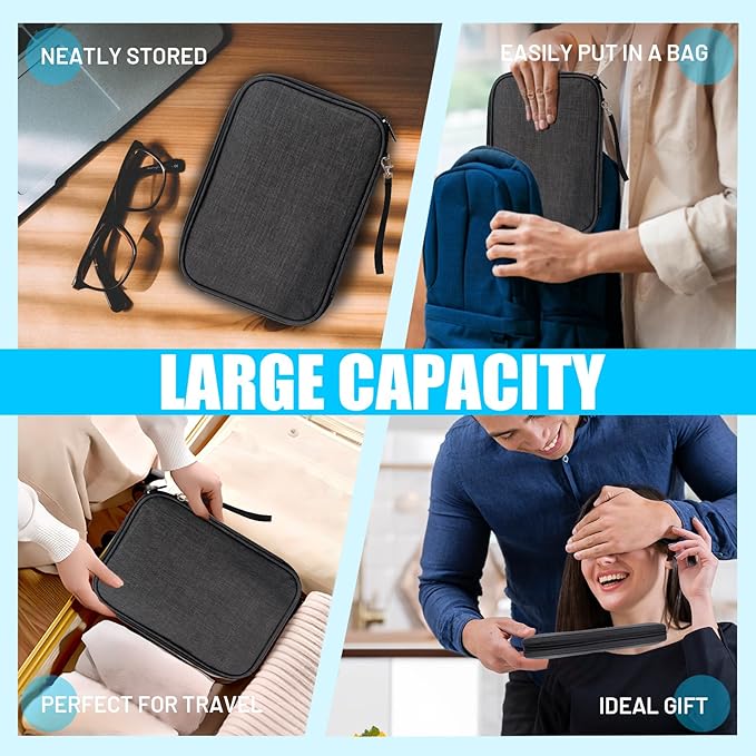 Travel Cable Organizer Bag, Electronics Organizer Tech Pouch with Double Layers for Cords, Chargers, Phone, Earphones, USBs, SD Cards - Travel Essentials Portable Waterproof Tech Pouch