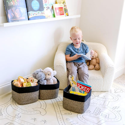 NaturalCozy Storage Cubes 9”x9”x7”Cotton Rope Woven Baskets for Organizing 3-Pack | 9 Inch Cube Storage Bin | Small Basket for Shelf Nursery, Pantry, Decorative Plant, Bathroom Closet, Toy Gift