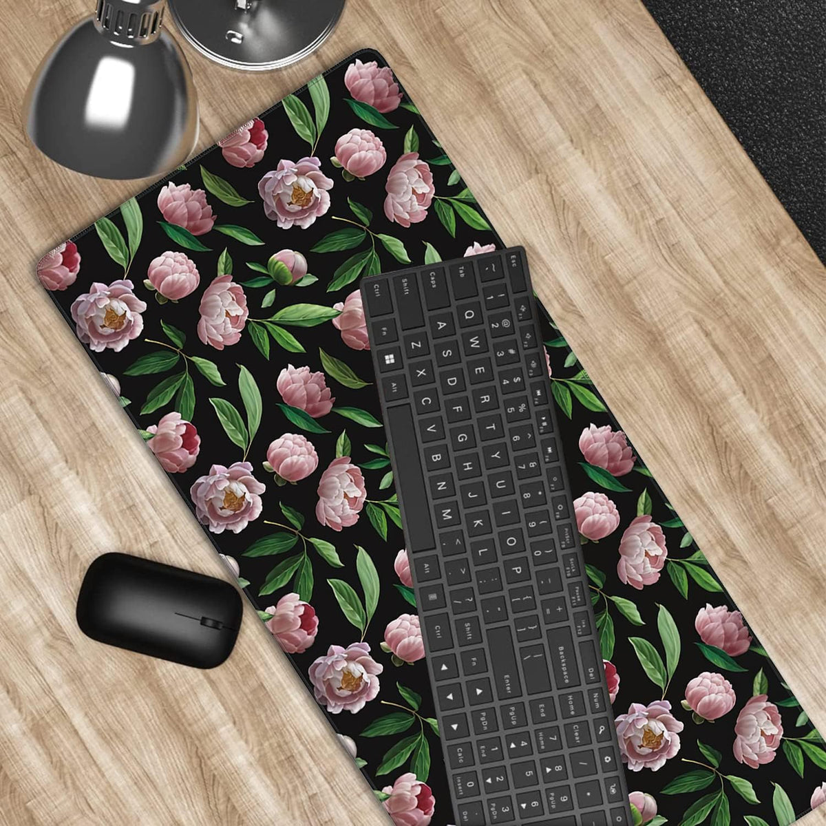 Beautiful Flower Pink Peonies Gaming Mouse Pad XXL Large Desk Mouse Pad Keyboard Mat with Stitched Edges Waterproof Non-Slip Desk Mat for Laptop,Keyboard,Computer 35.4 * 15.7 Inch