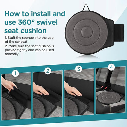 FACULX Rotating Seat for Car 360° Swivel Seat for Car for Elderly Non-Slip Portable Rotating Car Seat Pad for Driving, Chairs, Stool Chair, Ergonomic Design (Gray)