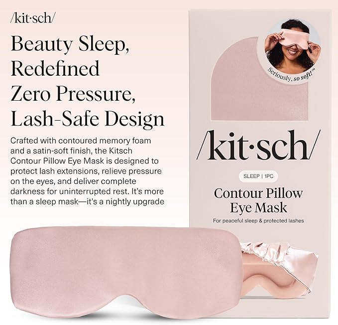 Kitsch Contour Pillow Eye Mask – Softer Than Silk Eye Masks for Sleep, Blindfold Sleep Masks for Women & Men, No Eye Pressure, Lightweight, Eye Care, Travel Essentials - Blush