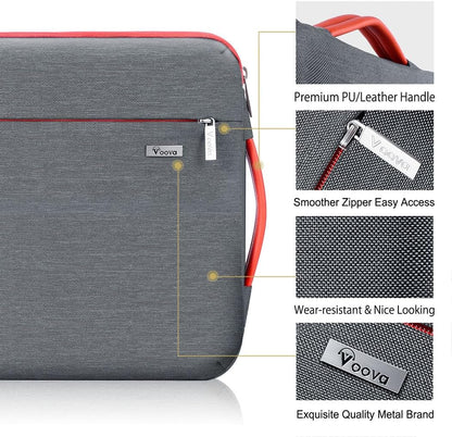 Voova Laptop Sleeve Case 14 15 Inch with Handle, 360° Protective Waterproof Slim Computer Bag Cover Compatible with MacBook Air 15 M2/M3/M4 2024-2025, MacBook Pro 14, Hp Chromebook 14, Grey