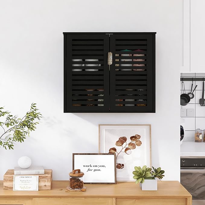 HITNET Black Bathroom Storage Cabinet, Hanging Medicine Cabinet