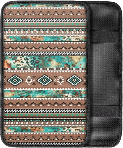 Horeset Southwest Aztec Universal Fit Auto Center Console Cover Decor Protector, Anti-Scratch Car Armrest Cushion