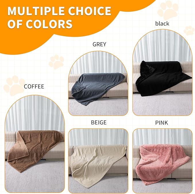 Wowchine Waterproof Dog Blanket Brown Fluffy Long Faux Fur Pet Throw Blankets 28x20in for Couch Love Bed Cover Washable(Brown,XS)